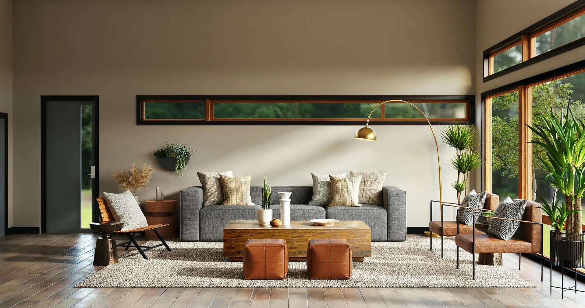 A beautiful living room with a modern design